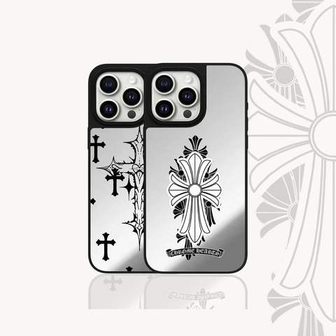 Chrome Hearts Mirrored Gothic Cross Stand iPhone Case