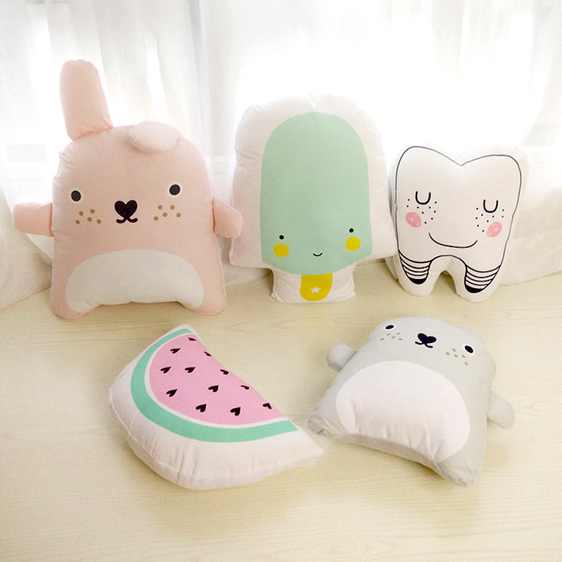 Detachable and washable pillow pillow cute cartoon style watermelon chinchilla ice cream plush cushion children's tent play house matching