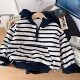 French-Style Boys' Striped Sweatshirt, Spring and Autumn Hooded Shirt, New Loose and Soft Top for Small and Medium-Sized Children, Casual and Versatile