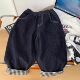 French-Style Boys' Spring and Autumn Jeans, New Children's Fashion Straight-Leg Pants, Small and Medium-Sized Children's Casual Long Pants with Plaid Edges, Trendy