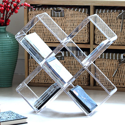 Transparent crystal texture acrylic Nordic style original design CD shelf disc shelf bookshelf storage rack floor ornaments