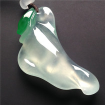 Wanhe Jewelry Natural Myanmar jade ice species floating green shape pendant High-end atmosphere transparent glue A goods