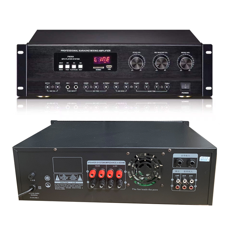 High-Power 8-Channel Power Amplifier for Home Use, Professional Bluetooth Hifi Audiophile-Grade Subwoofer Home Theater Amplifier
