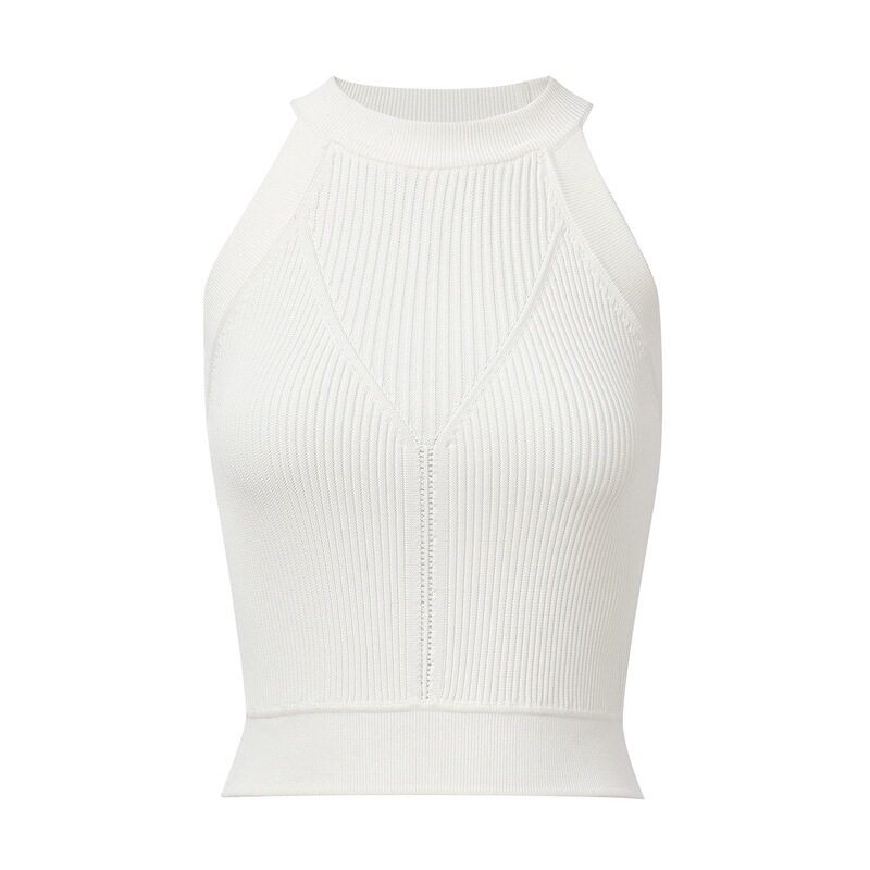 Balmanjina 2026 Summer New Style Chanel-Inspired White Short Sleeveless Slim-Fit Elegant Knitted Camisole
