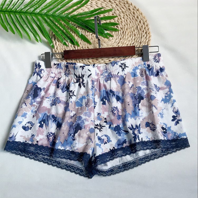 German TCM Summer lady Modale cotton sleeping pants lace side water ink printed casual shorts wearing home pants