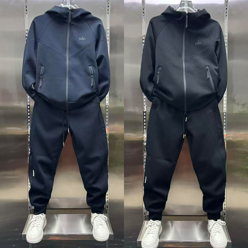 Autumn New Casual Sports Hooded Jacket Two-Piece Set for Men, Trendy, Simple, Comfortable and Versatile Jogger Pants Set