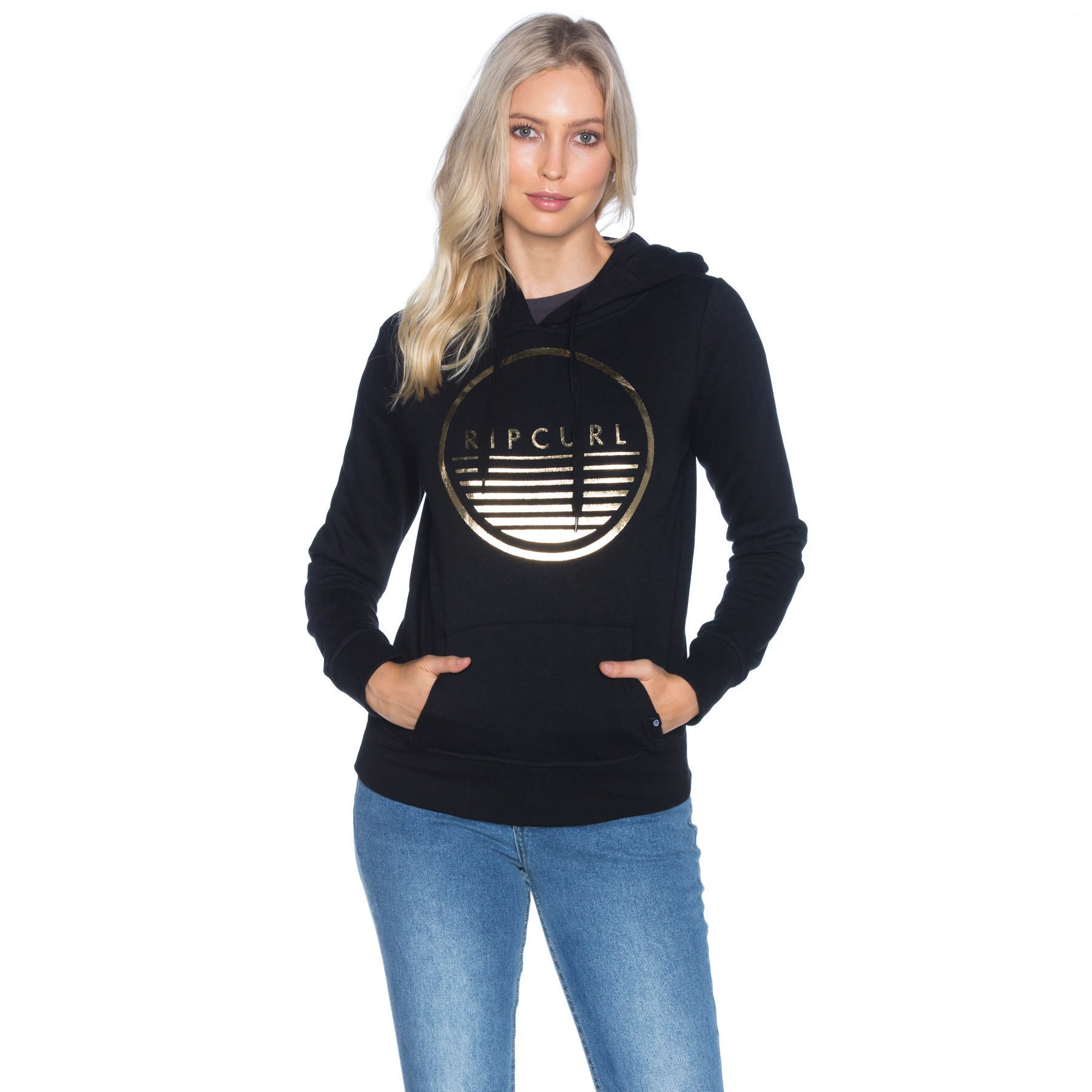 Женская худи-RIPCURL с отражающими элементами и меховой подкладкой, черная