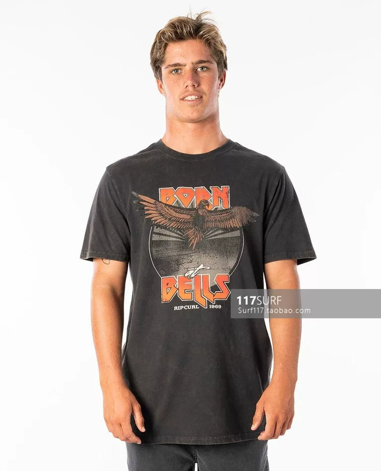 RIPCURL [краткая футболка водоросль хлопковая ретро T-Shirts Bells Tee Australian купальный бренд]