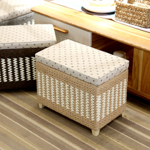 Japanese storage stool Woven storage box Shoe stool storage stool Pastoral home stool Door shoe stool storage box stool