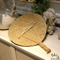 Grass-knitted eco-friendly fan bracelet Gift fan Gift Fan Hand Woven Summer Clear Cool Breeze Large Round Fan