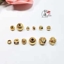 Plated 18K real gold color-preserving gold beads Frosted cut corner beads Hollow round beads spacer loose beads diy bracelet accessories material