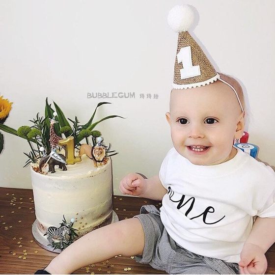 Ins Nordic linen linen birthday hat baby one-year-old hundred days party hat funny photo props small pointed hat