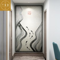 Glass Mosaic Background Wall Mesh Red Tile Cut Painting Decoration Painting New Chinese Genguan Jigsaw Art Background Painting