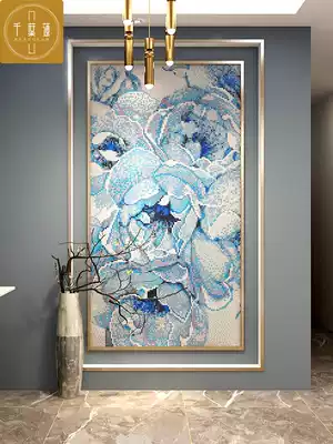 Crystal glass mosaic decorative painting jigsaw puzzle background wall mosaic porch decorative tile porch wall sticker Blue Rose