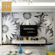 Building Material Mosaic Background Wall Tiles Art Puzzle Cut Parquet TV Wall Living Room Minima Sunflower Mural