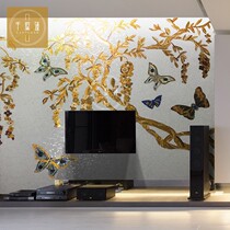 Living room Film and TV wall TV Background wall Modern minimalist light lavish decoration mosaic tile puzzle parquet cut