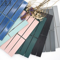 Thousands Leaf Lotus Ceramic Strip Mosaic Tile Background Wall Toilet Wall Brick Blue Pink Ground Tile Kitchen Brick