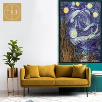 Foshan glass mosaic tile puzzle parquet background wall modern simple living room TV Wall porch decorative painting