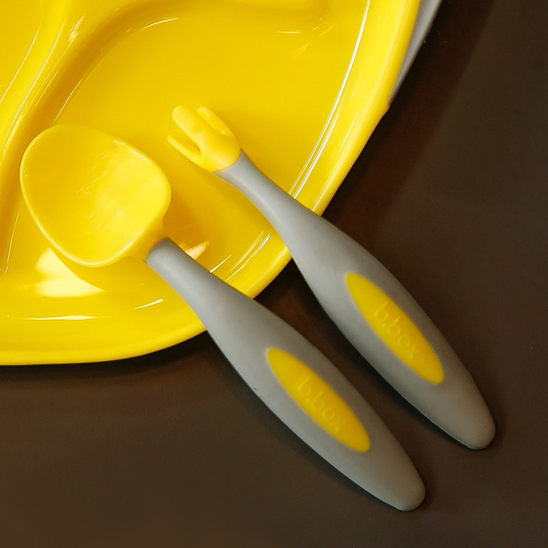 Bbox baby training to eat elbow fork spoon baby food supplement spoon children silicone fork spoon does not hurt the mouth licking spoon