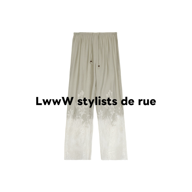 Lwww "Lace Pants" Elastic Waist Patchwork Summer Cool Lace Pants