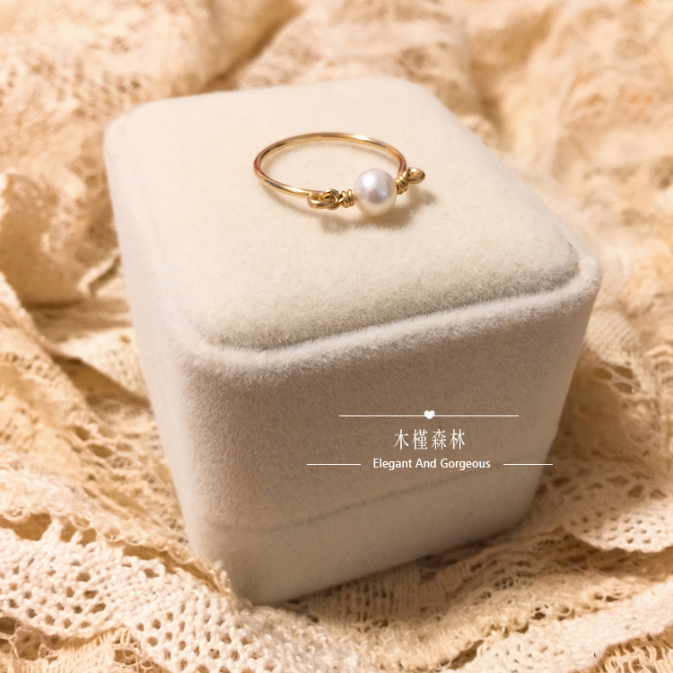 Chào rừng bè / nhỏ và đẹp. Nhẫn / nhẫn bướm trắng tự nhiên mạ vàng 14k nhẫn vàng trắng