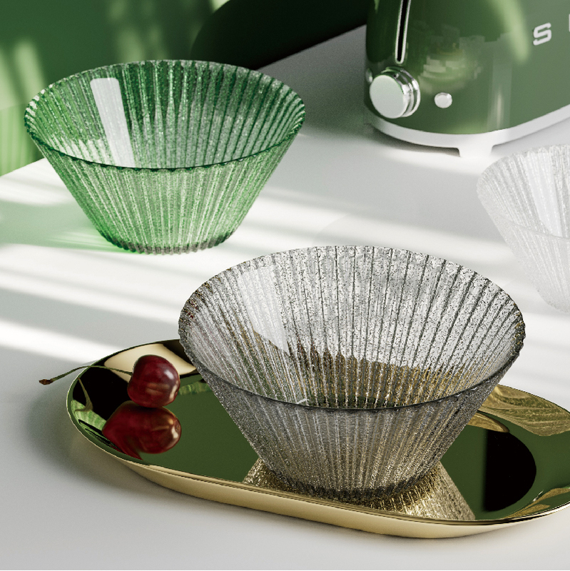 Japanese-Style Heat-Resistant Transparent Glass Bowl ins High-Quality Household Fruit Plate Glass Salad Bowl Dessert Bowl Instant Noodle Bowl