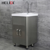 Stainless steel closet balcony floor-to-ceiling ceramic sink bathroom cabinet bathroom household laundry pool