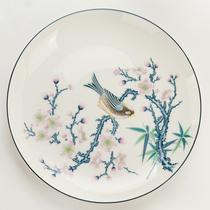 Jinyu Tangshan bone china 10 inch large flat plate dumpling plate 10 deep dish plate round Western plate cushion plate