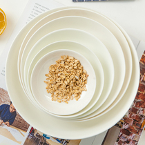 White bone china plate plate plate Dish Home deep mouth plate pure white ceramic plate dumpling plate deep plate white porcelain tableware