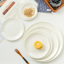 Pure White Tangshan bone china plate ceramic tableware Western food plate plate plate plate dish dish Large Plate steak plate Plate steak plate