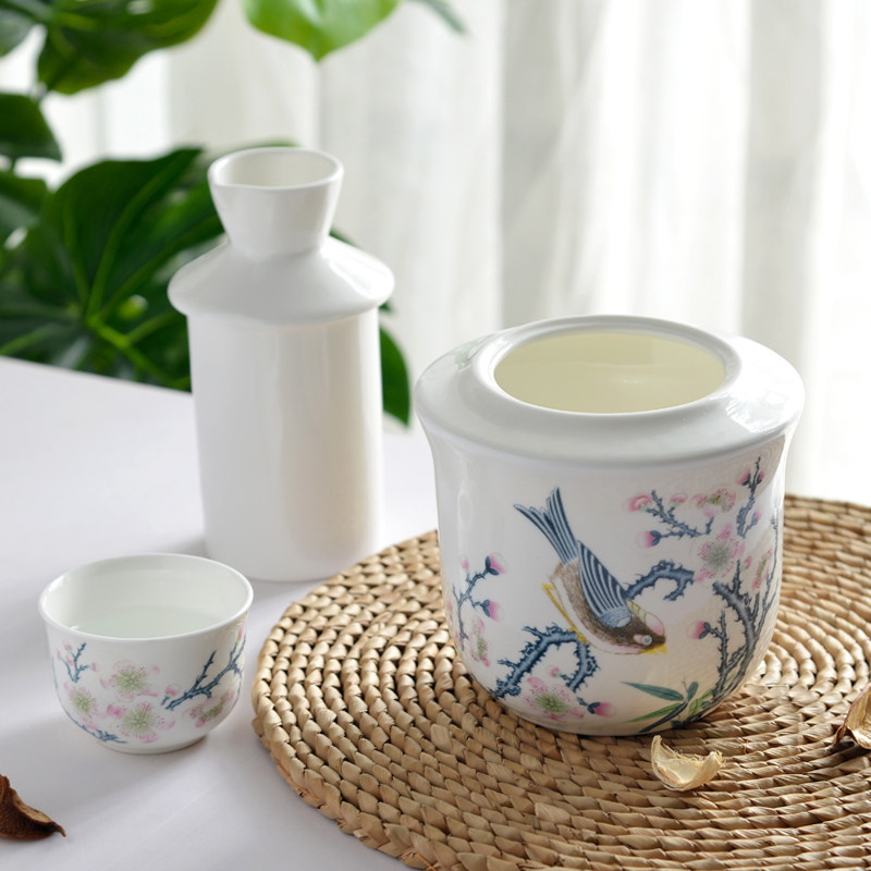 Golden Lan Jade Bone Porcelain Hot Winemaker Old Yellow Wine Warm Winemaker Hot Wine Jug Suit Warm Wine Pot Home Chinese Half Catty Wine