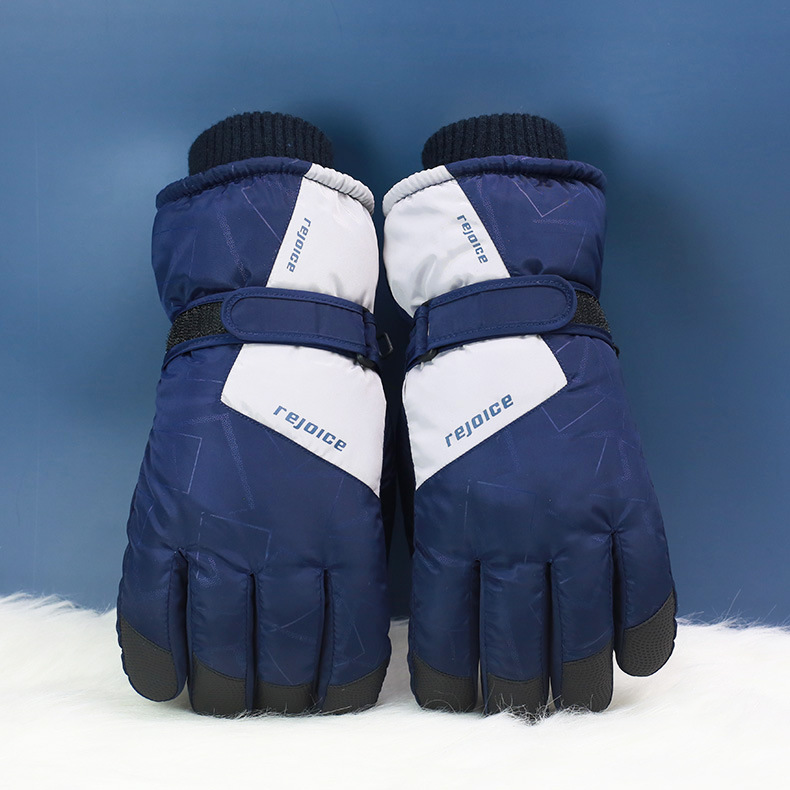 Men's Color Matching Stitching Windproof Full Palm Touch Screen Ski Gloves Fire Arc