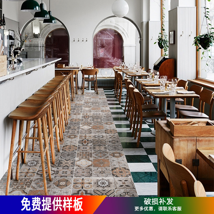 Gray antique cement brick door stone 200 kitchen powder room balcony flower tile all-porcelain antique flower tile 100