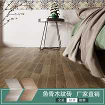 Net red fish bone wood grain brick Diamond bedroom floor tile imitation solid wood pattern Nordic living room dining room background wall tiles