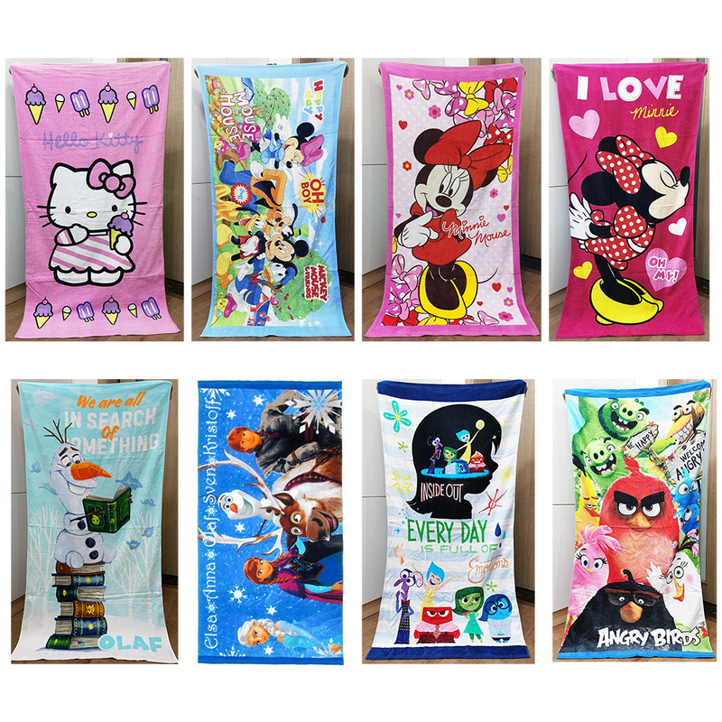 78X150Cm Mickey and Hello Kitty Princess Cartoon Pure Cotton Children's and Adult Large Bath Towel Beach Towel 78X150Cm Mickey and Hello Kitty Princess Cartoon Pure Cotton Children's and Adult Large Bath Towel Beach Towel