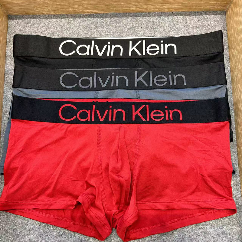 [Quick-Drying Three-Pack] Ck Underwear with Wide Edge Logo, Lightweight, Breathable, Ice Silk Boxer Briefs, Genuine from Domestic Stores