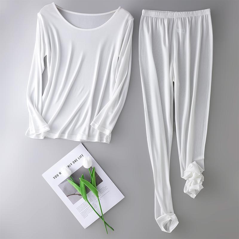 6A High-Quality Underwear Set 100% Mulberry Silk Women's Round Neck Nine-Quarter Sleeves Invisible Silk Thermal Autumn Clothes and Pants