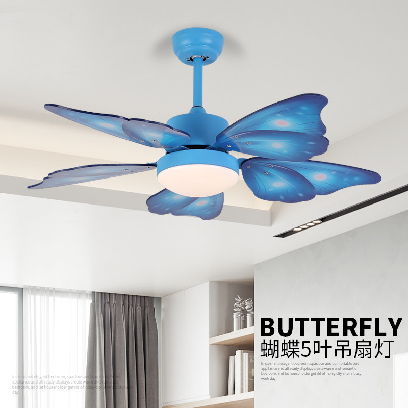 Electric fan light ceiling fan lamp Creative Kindergarten dining room Bedroom Living room Children's room Men and women with lamp integrated ceiling fan