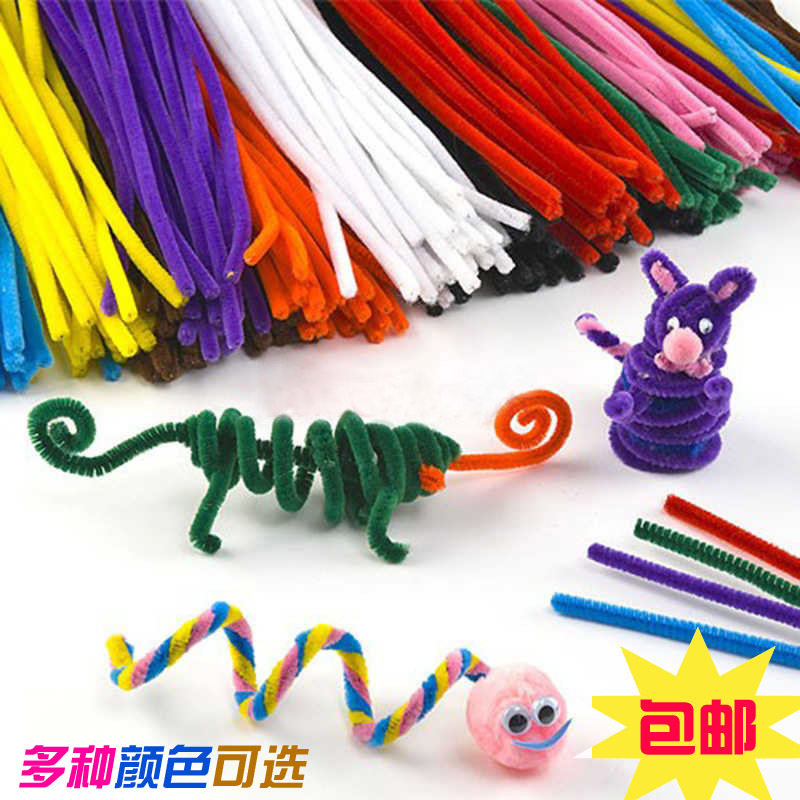 Color brush strip hair root children's puzzle twist stick plush strip DIY kindergarten handmade material happy people
