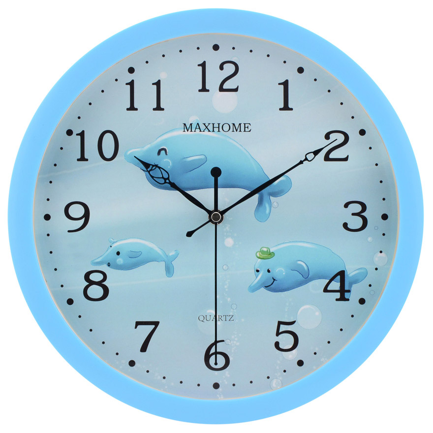 12 inch silent creative dolphin fashion living room wall clock children bedroom clock cute cartoon quartz clock animal