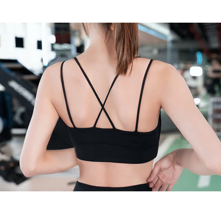 Dây đeo mỏng gợi cảm làm đẹp trở lại dây đeo vai áo thể thao áo ngực tập thể dục yoga đồ lót siêu tập hợp quần áo thể dục phụ nữ - Đồ lót thể thao áo tập thể dục
