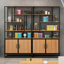 American shelf office partition display rack floor-to-floor multi-storey bookshelf living room solid wood screen iron storage rack