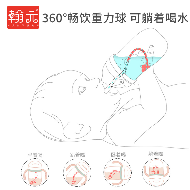【翰元】宝宝防呛耐摔学饮吸管杯