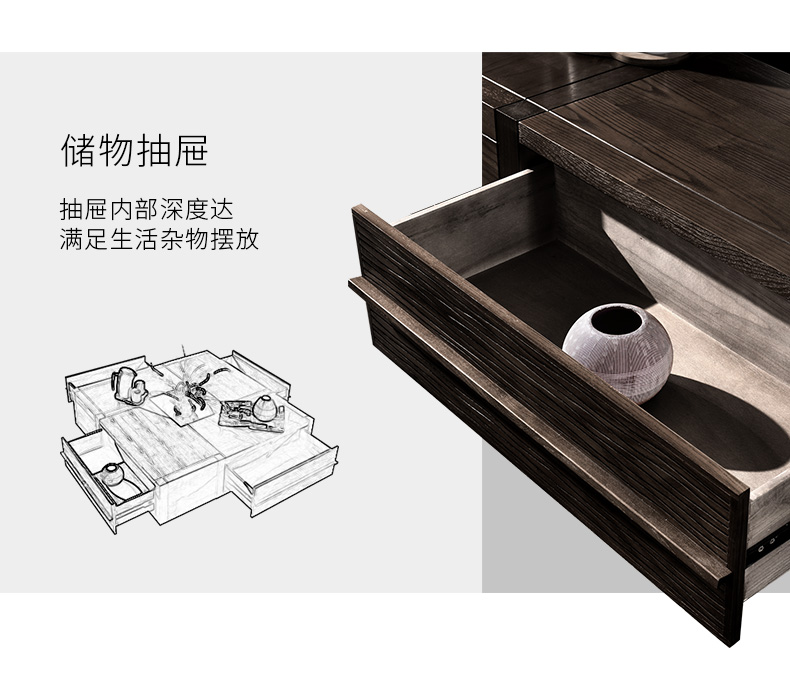 Nội thất gia đình Trung Quốc hiện đại Gỗ rắn Bàn cà phê Mới Trung Quốc Bàn trà vuông Ash Gỗ Bắc Âu Bàn cà phê biến dạng - Bàn trà bàn sofa thông minh