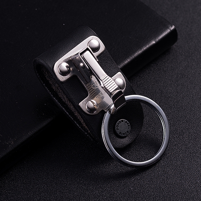 Boyou Genuine Leather Men's Belt Buckle High-end Wearing Belt Type Keychain Waist Hanging Leather Pendant Gift