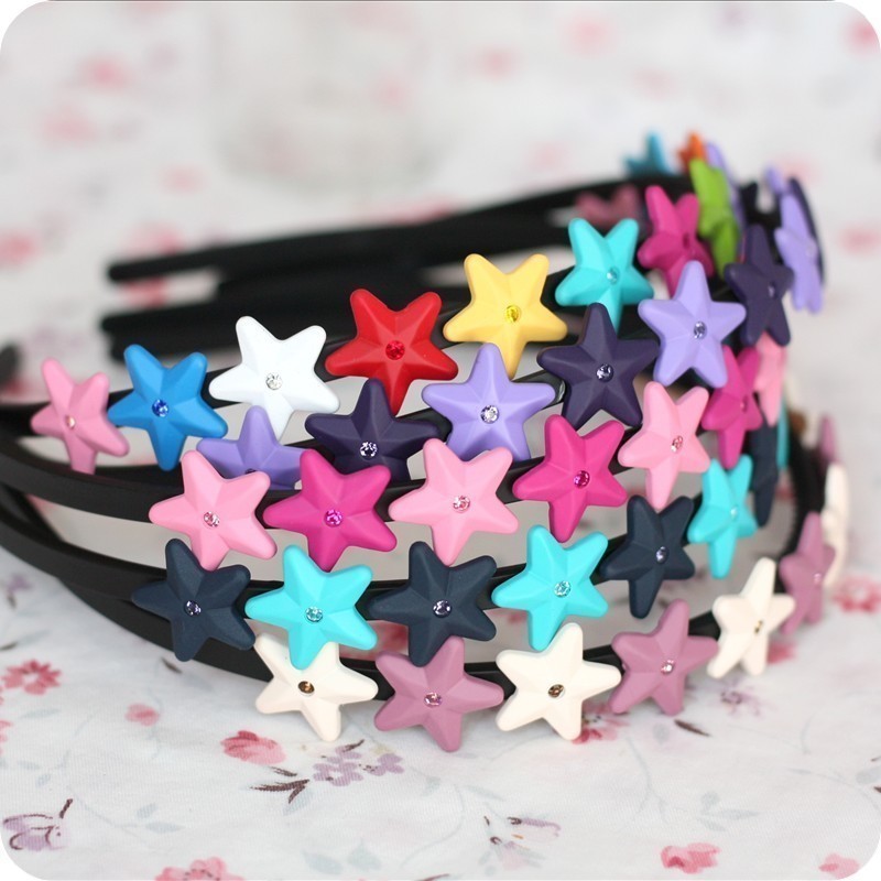 Korea imported children's headwear hair accessories color acrylic diamond smart star light tooth comb hair band hair band