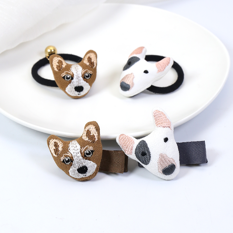 Korean headdress imported children's hair decoration cute kitten kitten embroidered rope embroidered horse tail ring of the cord