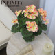 Nordic Artificial Geranium Flower with Red Clay Pot Small Potted Plant French Pastoral Natural Style Home Decoration Ornament