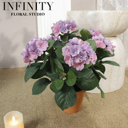 Nordic Artificial Hydrangea Plant Small Potted Plant ins Pastoral French-Style Ornament Decoration Korean-Style with Red Clay Flower Pot