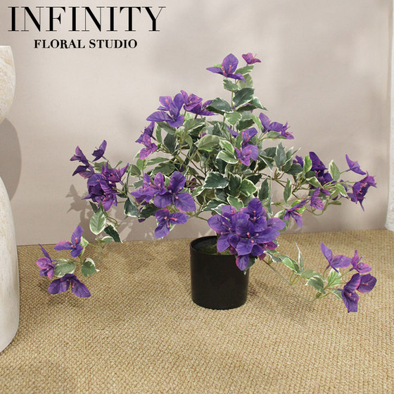 Artificial Bougainvillea Potted Plant with Floating Branches, Greenery, Fake Flower Ornament for Home Decoration, Indoor Display, Tabletop Flower, Living Room, Natural Look